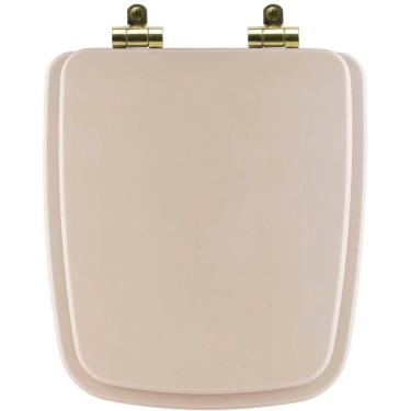 Imagem de Assento Sanitário Poliéster Soft Close Boss Beige (Bege Fosco) para Vaso Incepa com Ferragem Dourada