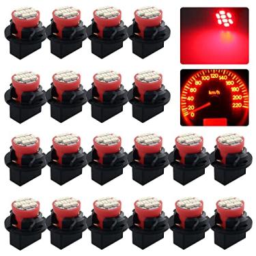 Imagem de GLOFE T10 194 168 Lâmpadas LED vermelhas para instrumentos de instrumentos com soquete de trava de torção T10, painel de instrumentos super brilhante T10, painel de instrumentos cluster painel de lâmpadas LED 12V 8-SMD Chipset LED, 20 peças/conjunto