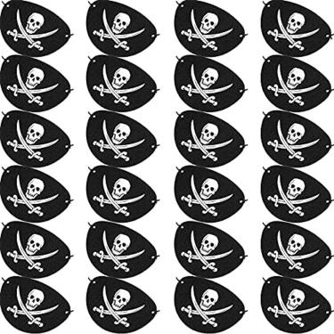 Imagem de Pacote com 24 tapa-olhos de pirata preta One Eye Skull Caribbean Captain Eye Mask para festa de Halloween Natal e lembrancinhas de festa infantil (fel