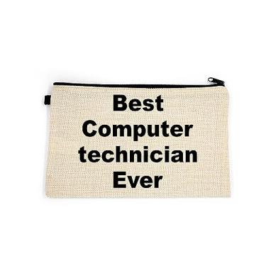 Imagem de Bolsa de maquiagem de técnico de informática, presente para técnico de computadores, melhor técnico de informática de todos os tempos, bolsa de higiene pessoal, para ela, bolsa de maquiagem para mulheres, bolsa de , Branco