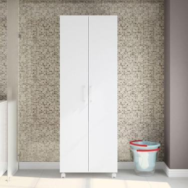 Imagem de Armário Multiuso 2 Portas 4 Prateleiras com Espaço para Vassoura Clean Branco