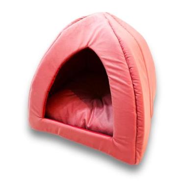 Imagem de Cama Cachorro Caminha Iglu Toca 2 em 1 Sofá Cães Gatos Grande Luxo 45 x 45 cm (Rosa Claro)