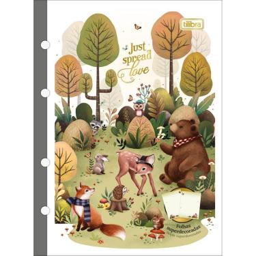 Imagem de Kit 03 Blocos Refil Caderno Argolado Fichário Colegial Loveland Tiliflex 80 Folhas Decoradas Tilibra