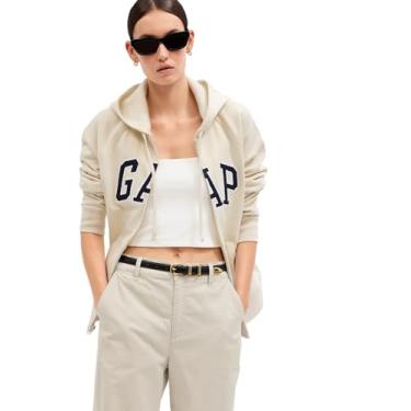 Imagem de GAP Moletom feminino com logotipo com capuz e zíper completo Chino GG, Chino, XG