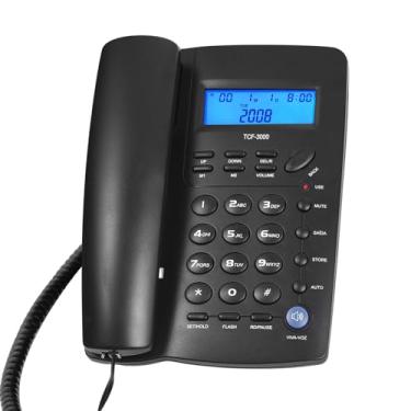 Imagem de CIADAZ TCF3000 Telefone preto com fio com chave de memória Telefone fixo Suporte telefônico viva-voz/Rediscagem/Flash/Discagem rápida/Controle de volume do toque para idosos Idosos Home Office