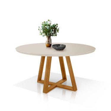 Imagem de Mesa de Jantar Jade 90x90 Tampo Off White C/ Vidro Pé Perola