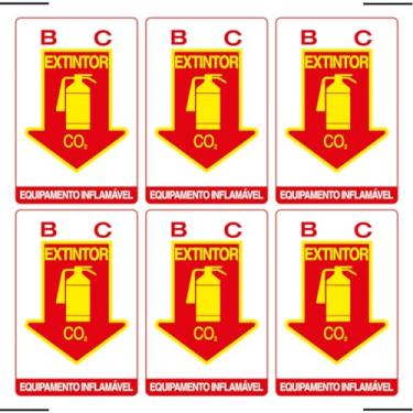 Imagem de Combo 6 Placas De Sinalização Extintor BC CO2 Equipamento Inflamável 20x30 Ekomunike - X-713 F9e
