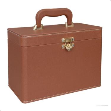 Imagem de Maleta Box 240 fotos 15x21 com 4 Álbuns Fotográficos DOLARO CARAMELO Marrom Baú