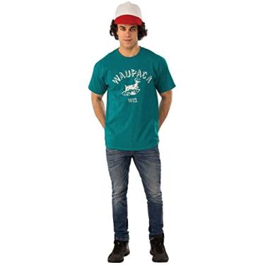 Imagem de Rubie's Camiseta e chapéu masculino Stranger Things 1 Dustin Waupaca, Conforme mostrado., Extra-Large