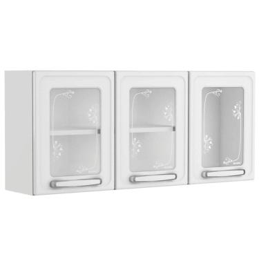 Imagem de Armário Triplo Bertolini com vidro Evidence Aço 120 cm 3 portas - Branco