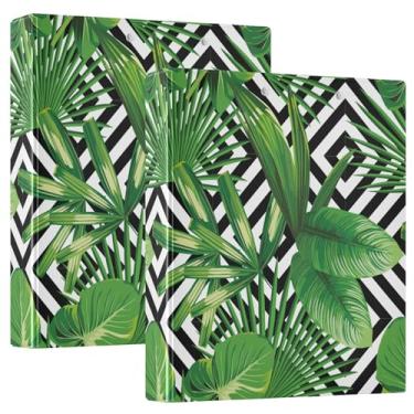 Imagem de Fichário de caderno de folhas de palmeira tropicais de verão de 3,5 cm com prancheta, pacote com 1/2 fichário de material escolar, 200 folhas