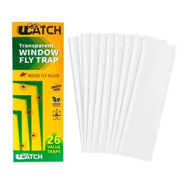 Imagem de UCatch Armadilhas transparentes para janela (pacote com 26) para pegar moscas, mariposas, mosquitos, aranhas, insetos. Verde, papel transparente ecológico sem veneno