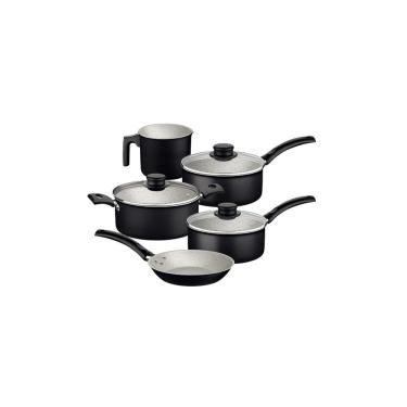 Imagem de Jogo de Panelas Alumínio Antiaderente 5 Pc  Preto - Tramontina