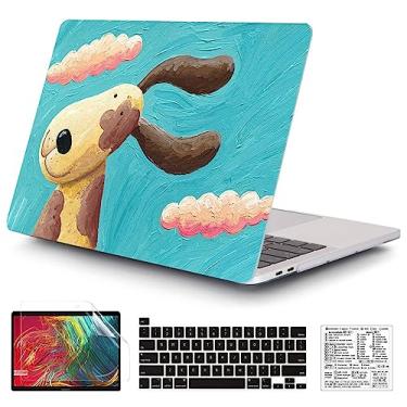Imagem de QCzyc Compatível com MacBook Pro 13 polegadas 2022, 2021, 2020-2016 versão A2338 M1 A2289 A2251 A2159 A1989 capa rígida de plástico e película de teclado e adesivo de teclado Mac OS (cão pintura a