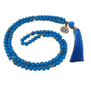 Imagem de Japamala Turquesa 108 Contas Pedras Colar Meditação Mantras