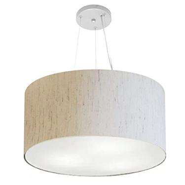 Imagem de Lustre Pendente Cilíndrico Cúpula Tecido 55x30 cm, Vivare Iluminação, Pendente4192 LLA-35, Linho Bege, Médio