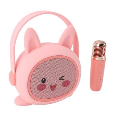 Imagem de Máquina Portátil de karaokê Infantil Com Microfone, Brinquedo de de Desenho Animado para Meninos e Meninas, Uso Doméstico e Externo (Coelho Rosa)