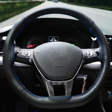 Imagem de Capa de volante de couro de microfibra universal para mulheres, envoltório de direção de carro, respirável, confortável, serve para 37 a 38 cm