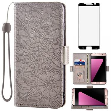 Imagem de Capa carteira compatível com Samsung Galaxy S7 Edge e protetor de tela de vidro temperado com suporte magnético para celular Glaxay S7edge Gaxaly S 7 Plus Galaxies GS7 7s 7edge feminino masculino