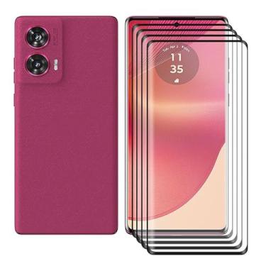 Imagem de Ikiiqii Protetor de tela para Motorola Edge 50 Fusion 5G (6,7 polegadas) (pacote com 4), dureza 9H, vidro temperado HD, antiarranhões, película protetora antiimpressões digitais para Motorola Edge 50
