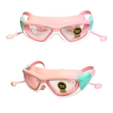 Imagem de Óculos de Natação Infantil de Silicone com Protetor de Ouvido Auricular Diversas Cores (Rosa Claro)