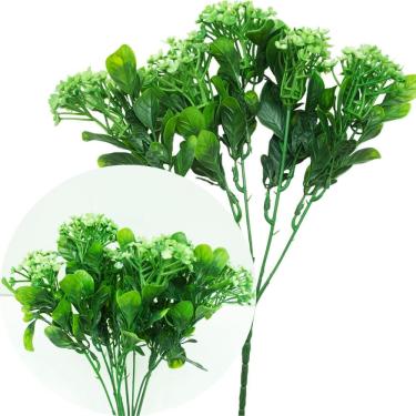 Imagem de Kit 8 Plantas Kalanchoe Artificial Verde Flores Jardim 30cm