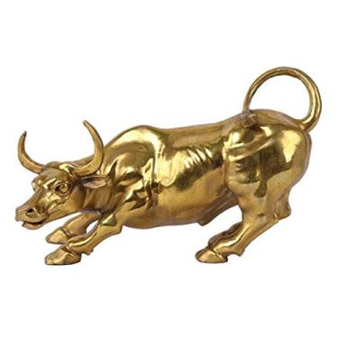 Imagem de ASkinds Estátua de touro de Wall Street, Wall Street Bull Art Decor estatueta de boi representa boa sorte de carreira e riqueza (pequena)