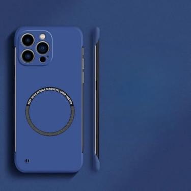 Imagem de Capa de telefone magnética rígida sem moldura para iPhone 15 14 13 12 11 Pro Max Plus Ultra Thin Cover, D azul, para iPhone 3GS