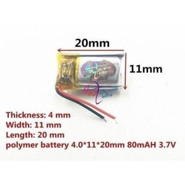 Imagem de Bateria 80 Mah 3,7v 4mm X 11mm X 20mm Fone De Ouvido 401120 - KMIG