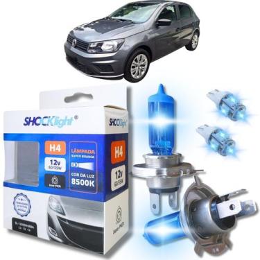Imagem de Kit par lâmpadas super branca conector h4 8500k shocklight + par leds 