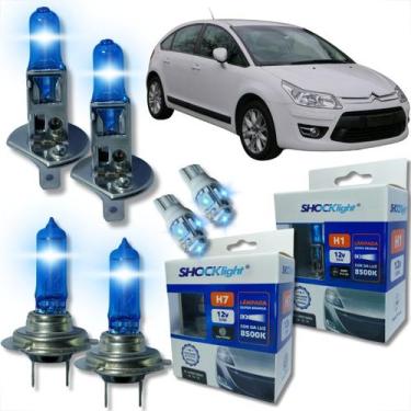 Imagem de Kit lâmpada shocklight super branca farol alto baixo e lanterna h1 h7 
