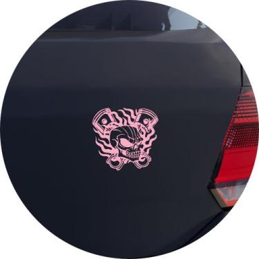 Imagem de Adesivo de Carro Caveira E Pistão Tuning - Cor Rosa Claro - Melhor Ade