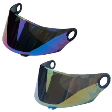 Imagem de Kit 2 Viseira Para Capacete Espelhada Ls2 FF358 FF392 FF396 FW3 GT Anti Risco Helt Texx Mormaii (Camaleão/Dourada)