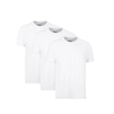 Imagem de Hanes Camisetas masculinas com gola redonda irregular, sem etiqueta, macia, respirável – ajuste confortável, acessível, branca, Branco, G