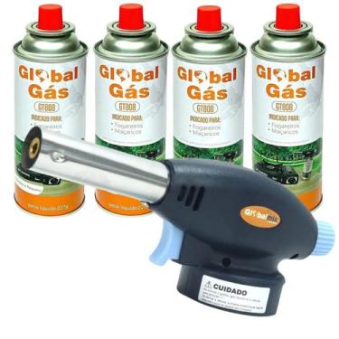Imagem de Kit maçarico portatil com controle de chama - gt6019 + 4 recargas de g
