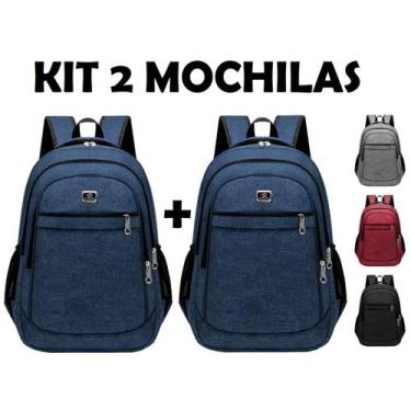 Imagem de Kit 2 Mochilas Escolar Viagem Faculdade Resistente Masculina Feminina 