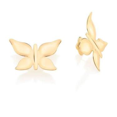 Imagem de Brincos banhado ouro 3x 24k 18k e 22k femininos grandes borboleta romm