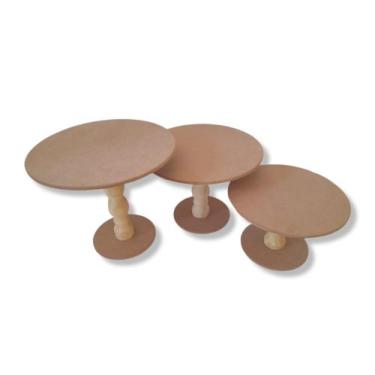 Imagem de Kit 3 Boleira Docinho Lembrancinha Decoração Mdf Cru - ARTESANATO ROMA