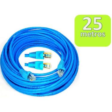 Imagem de Cabo de Rede Internet CFTV Montado Pronto para Uso Azul Cat5 25 metros
