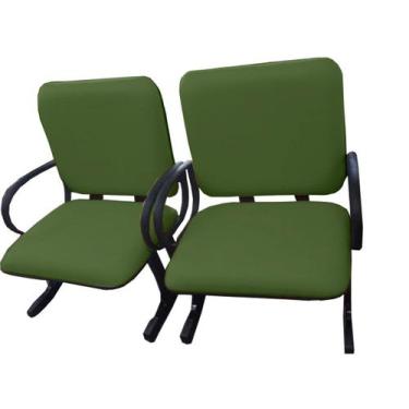 Imagem de 02 Cadeiras para Escritório para Obesos até 250kg Verde - Design Offic