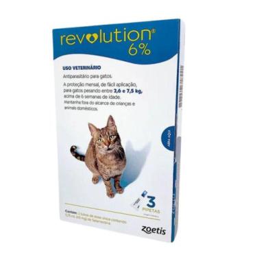 Imagem de Revolution Para Gatos De 2,6kg A 7,5 Kg  C/ 3 Pipetas Zoetis