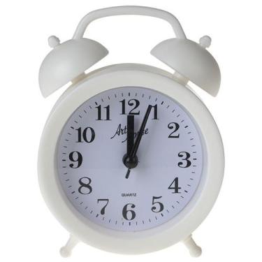 Imagem de Relógio de Mesa Despertador Modelo Analógico Retrô Branco - Art House