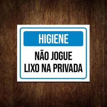 Imagem de Kit 5 Placas Higiene Não Jogue Lixo Na Privada - Sinalico.Com