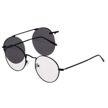 Imagem de Armação Óculos Clipon 2 Em 1 Grau Redondo Cuba Preto - Palas Eyewear