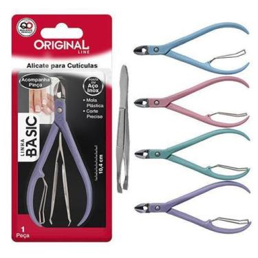 Imagem de Kit manicure com alicate de cuticula de inox 4'' 10cm + pinca basic na
