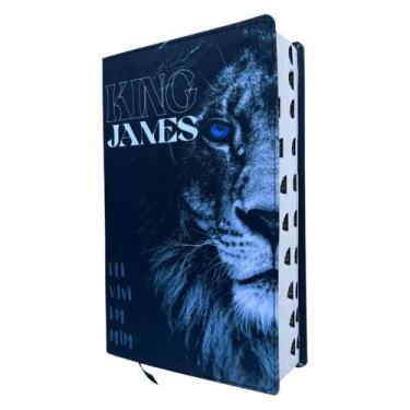 Imagem de Bíblia King James Leão Ele vive em mim com indice e Letras grandes - C