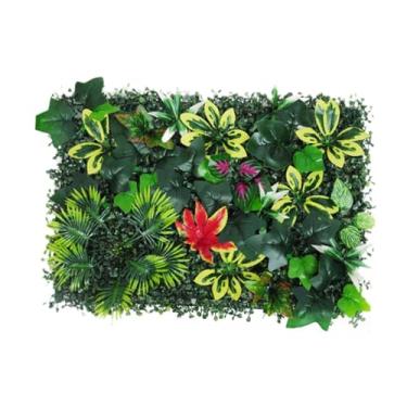 Imagem de UxicRuya Painel de Parede de Planta Artificial, Vegetação Artificial, Fundo de Parede, Sombra de Sol, Painel de Grama Artificial para Festa Interna E Externa, Estilo F, Tamanho real