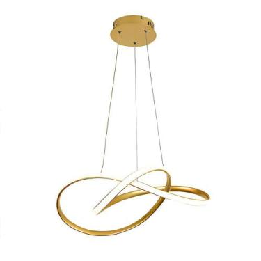 Imagem de Lustre Pendente Led 40W Infinito Moderno Luz 3em1 Dourado  - Nitrolux