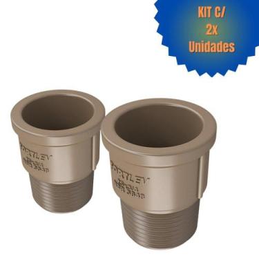 Imagem de Kit 2 Adaptador Curto Soldável Roscável PVC Marrom Água Fria De 1 1/2"