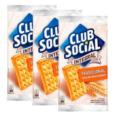 Imagem de Kit 3 Biscoito Club Social Integral Tradicional com 6 Unidades de 24g 